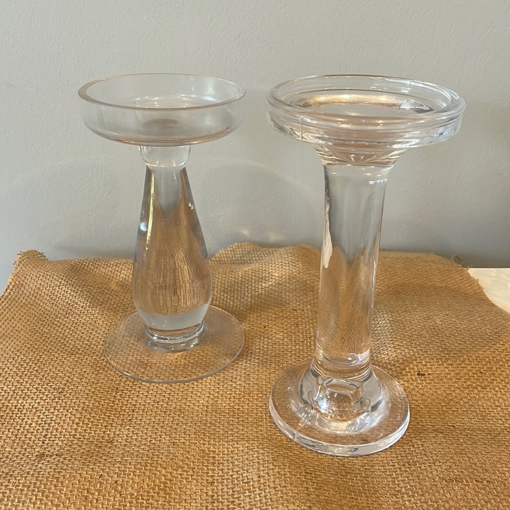 Vintage glass /clear candle sticks heavy items